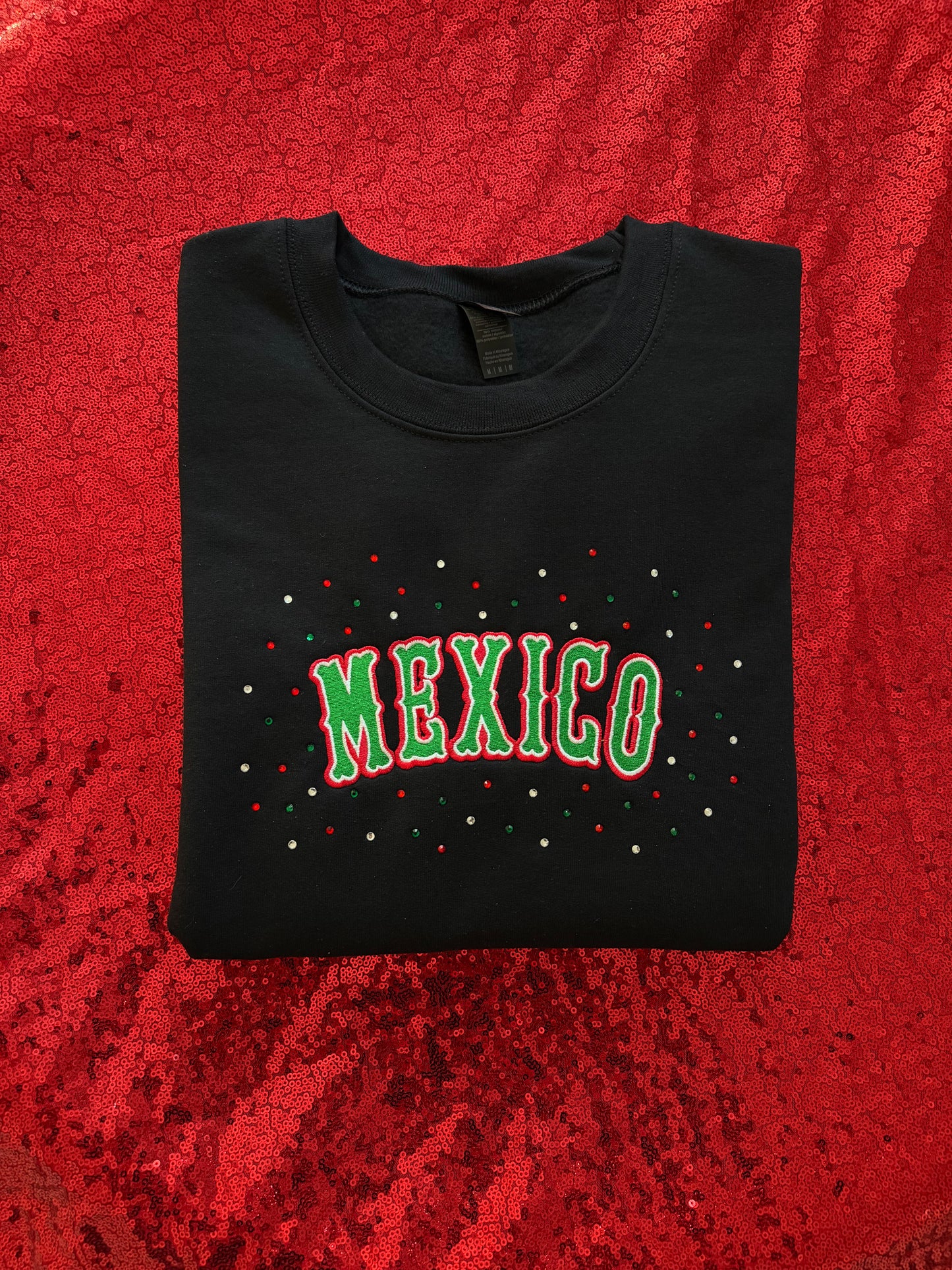 Mexico Rhinestoned embroidery sweater