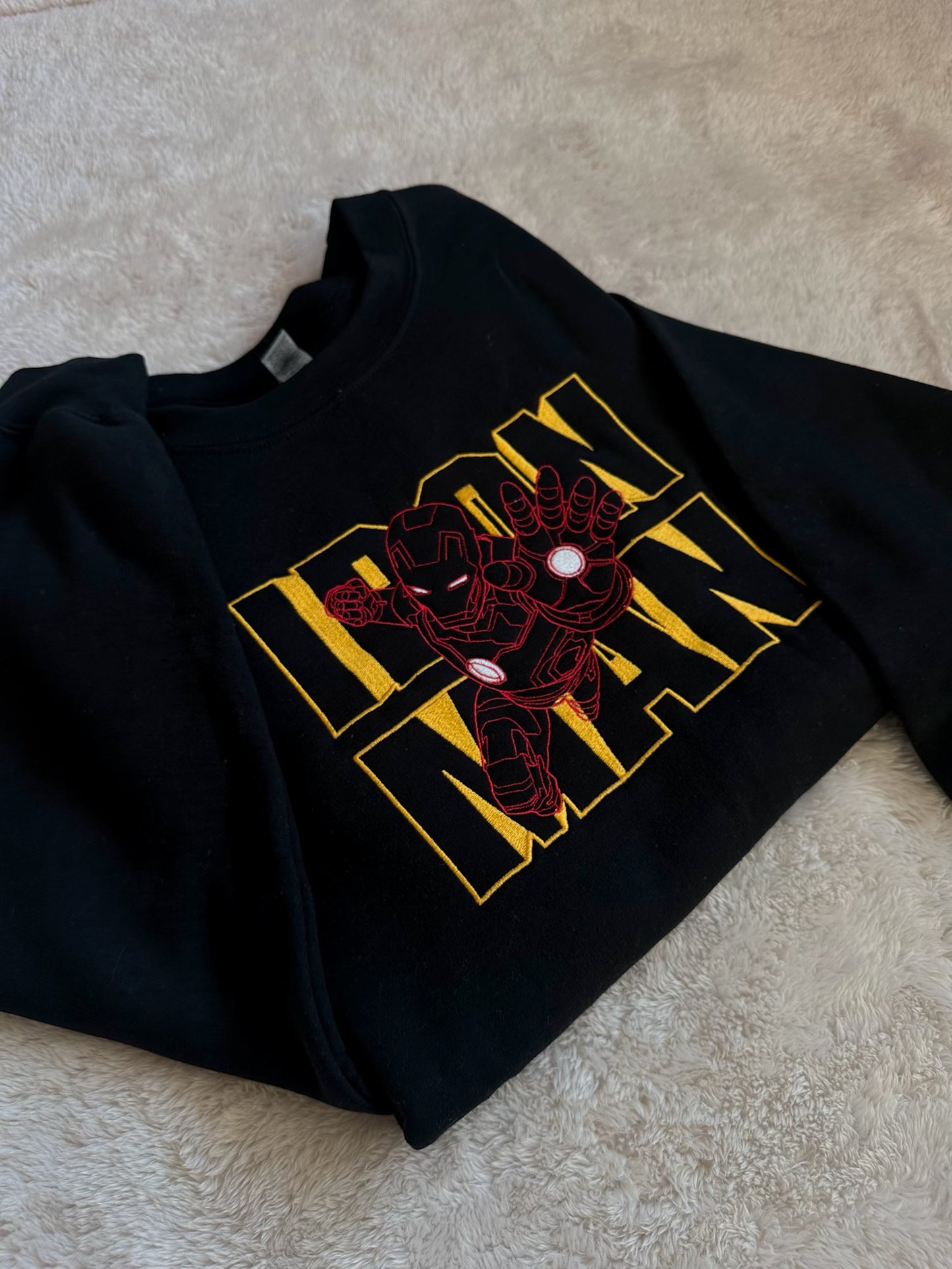 Embroidered Iron Man Crewneck