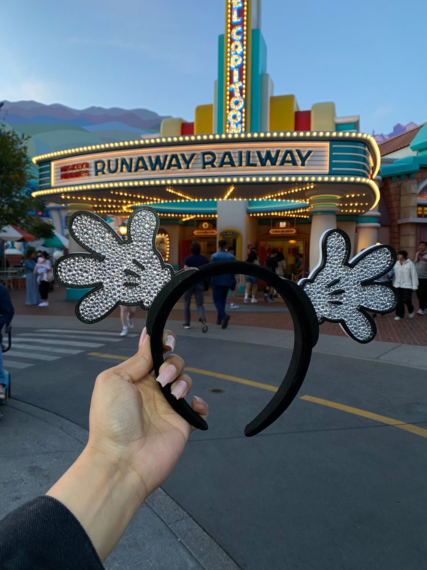 Rhinestoned Hand Ears